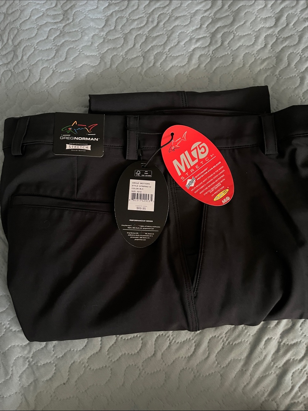 Greg Norman Collection Black Men’s Performance Stretch Pants